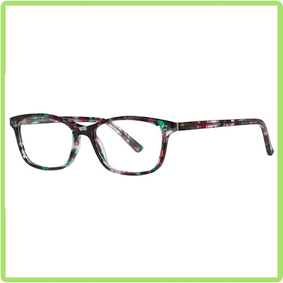 Multi-color tortoise pattern frames with rich dark browns and bright blues. The Model 3624 reader has a pillowed rectangular shape.