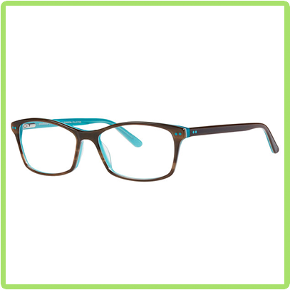 Deep brown readers with turquoise interior